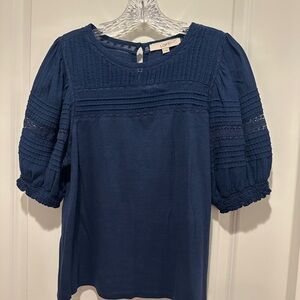 LOFT Deep Blue Textured Blouse